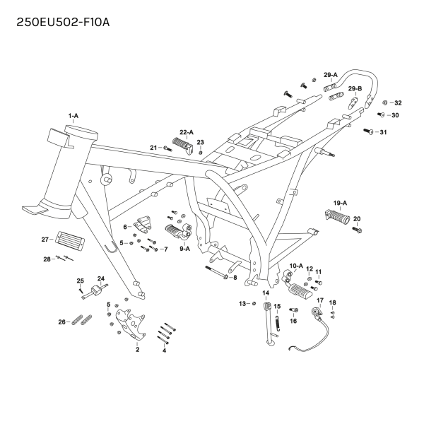 FOOTPEG - FRONT - WITH HANGER/BRACKETS - RH