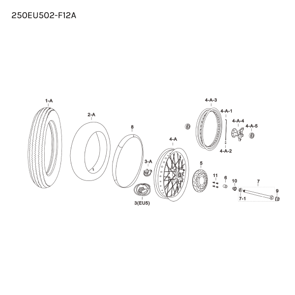 WHEEL SPINDLE - FRONT - WITH NUT