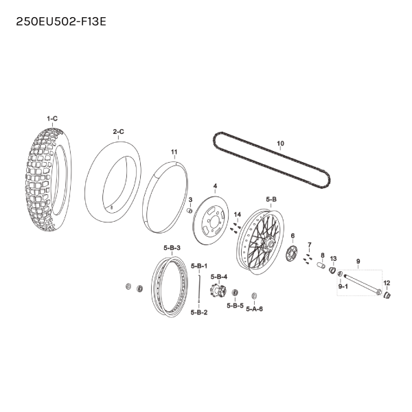 WHEEL - REAR - ALL BLACK - STAINLESS SPOKES - ALUMINUM RIM